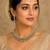 White agate stone necklace set with earrings and maang tikka (gold plated)