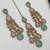 Pink & pista color necklace set with earrings and maang tikka – agate stone, antique gold plating