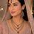 Blue color necklace set with earrings and maang tikka – agate stone, antique gold plating