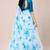 Sky color all over floral printed georgette saree with separate unstitched blouse
