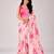 Pink color all over floral printed georgette saree with separate unstitched blouse