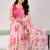 Pink color all over floral printed georgette saree with separate unstitched blouse