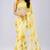 Yellow color all over floral printed georgette saree with separate unstitched blouse