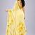 Yellow color all over floral printed georgette saree with separate unstitched blouse