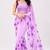 Purple color all over floral printed georgette saree with separate unstitched blouse