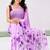 Purple color all over floral printed georgette saree with separate unstitched blouse
