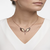 925 Sterling Silver Rose Gold Plated Angel Wings Pendant Necklace with Black Cubic Zirconia