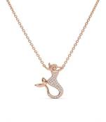 925 Sterling Silver Rose Gold Plated Mermaid Pendant Necklace with Cubic Zirconia