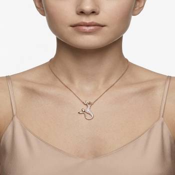 925 Sterling Silver Rose Gold Plated Mermaid Pendant Necklace with Cubic Zirconia 4