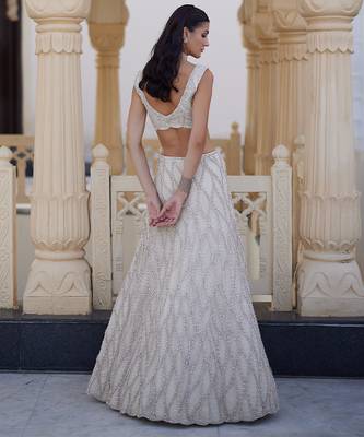 Ivory Embroidered Net Lehenga Set 3