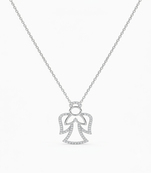 925 Sterling Silver Angel Pendant Necklace with Cubic Zirconia