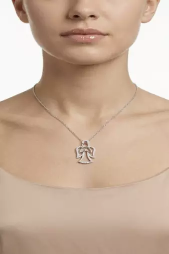 925 Sterling Silver Angel Pendant Necklace Set with Cubic Zircon