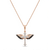 925 Sterling Silver Rose Gold Plated Winged Cross Pendant Necklace with Black & White Cubic Zirconia