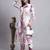 Women blue printed rayon kurta pant set
