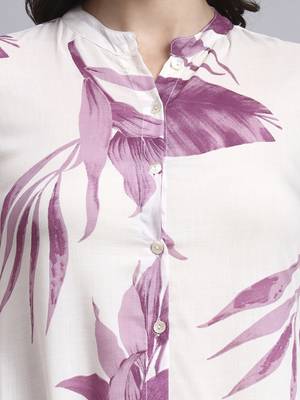 Women blue printed rayon kurta pant set 5