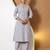 Women grey plain katha kurta set