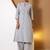 Women grey plain katha kurta set