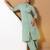 Women green plain katha kurta set