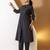 Women black plain katha kurta set