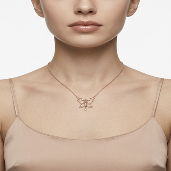 925 Sterling Silver Rose Gold Plated Fairy Butterfly Pendant Necklace Set  with Cubic Zircon Accents 4
