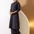 Women black plain katha kurta set