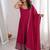 Graceful rani pink Silk blend anarkali gown with embroidered border and matching dupatta
