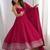 Graceful rani pink Silk blend anarkali gown with embroidered border and matching dupatta