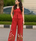 Beautiful rust cord set with embroidredpant