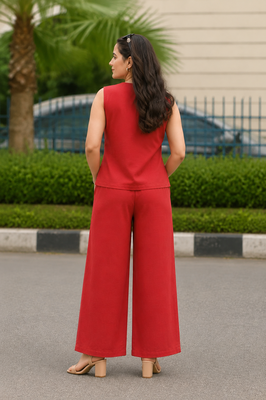 Beautiful rust cord set with embroidredpant 4