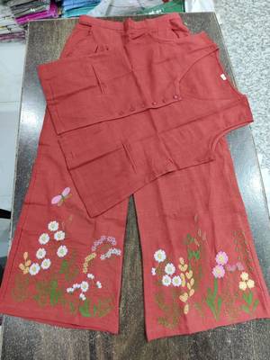 Beautiful rust cord set with embroidredpant 5