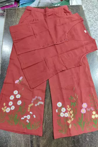 Beautiful rust cord set with embroidredpant