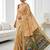 Golden beige ready made kalamkari silk saree