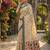 Beige easy drape leaf motif cotton linen  saree
