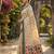 Beige easy drape leaf motif cotton linen  saree