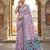Lavender pink ready pleated cotton linen saree