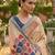 Orange leaf print ready to wear linen cotton saree