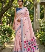 Blush pink readymade linen saree