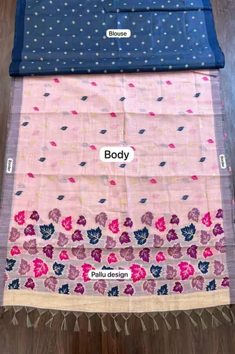 Blush pink readymade linen saree