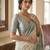 Sage green readymade kalamkari linen saree