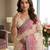 Blush pink pre draped kalamkari linen saree