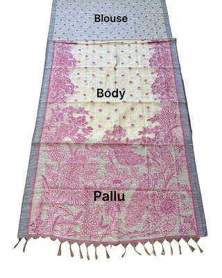 Blush pink pre draped kalamkari linen saree 5