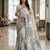 Charcoal grey floral ready to wear linen saree