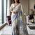 Royal blue readymade floral linen saree