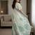Sage green pre stitched floral linen saree