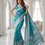 Rama blue ready made zari saree