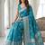 Rama blue ready made zari saree
