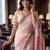 Sage green easy drape floral linen saree