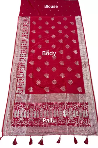 Rani pink easy drape zari saree
