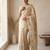 Beige woven ready to wear linen cotton  saree