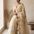 Beige woven ready to wear linen cotton  saree